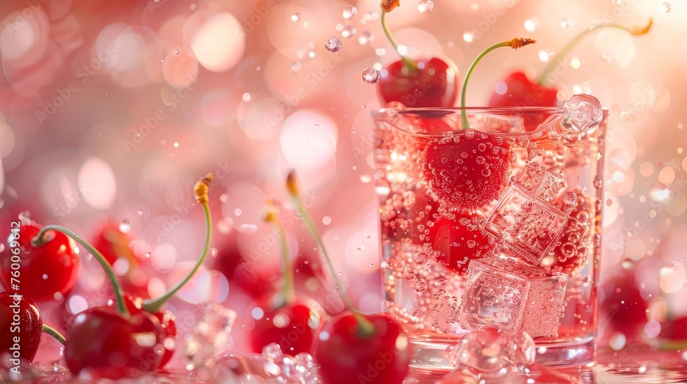 Trendy sleepy girl cherry mocktail. Popular Magnesium cherry drink for relax, deep sleeping. Bedtime routine for better sleep concept. Generative ai Trendy sleepy girl cherry mocktail. Popular Magnesium cherry drink for relax, deep sleeping. Bedtime routine for better sleep concept. Generative ai