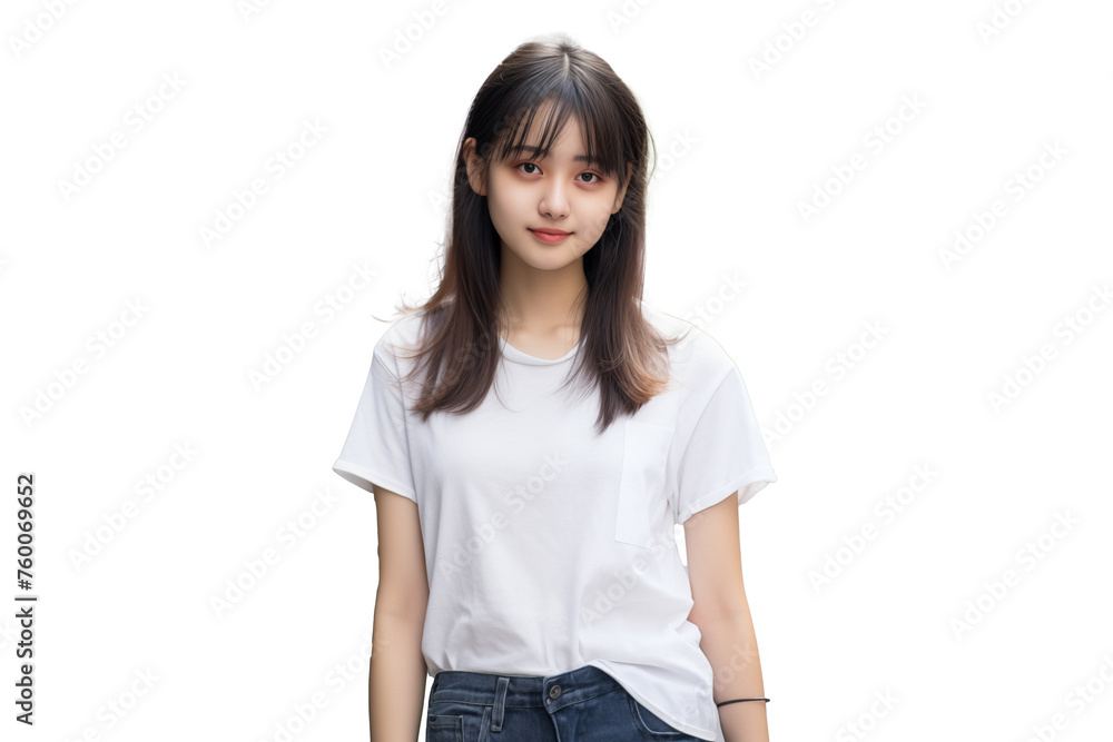 Teen pretty Japanese girl on isolated chroma key background Teen pretty Japanese girl on isolated chroma key background