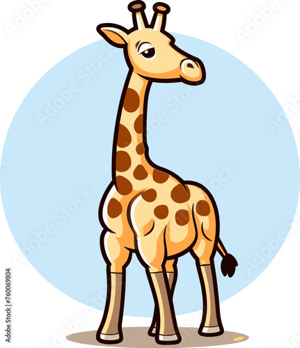 Giraffe with Retro Volleyball League Badge Vector Illustration