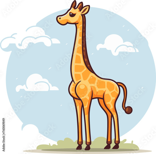 Giraffe with Retro Rugby League Badge Vector Illustration