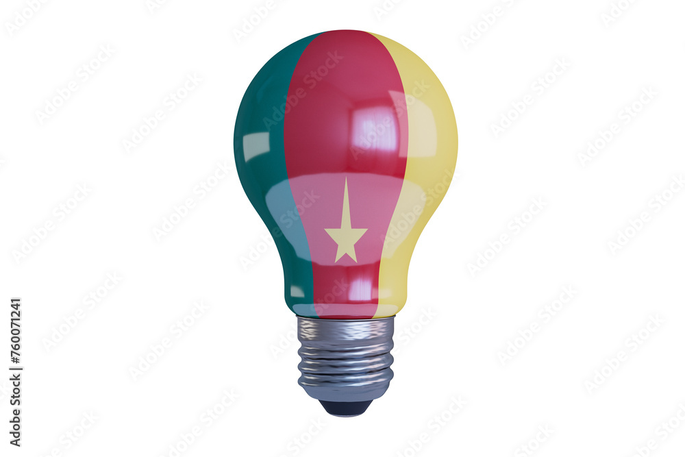 Multicolored Light Bulb with Star Symbol, Merging Creativity and Nationalism Multicolored Light Bulb with Star Symbol, Merging Creativity and Nationalism