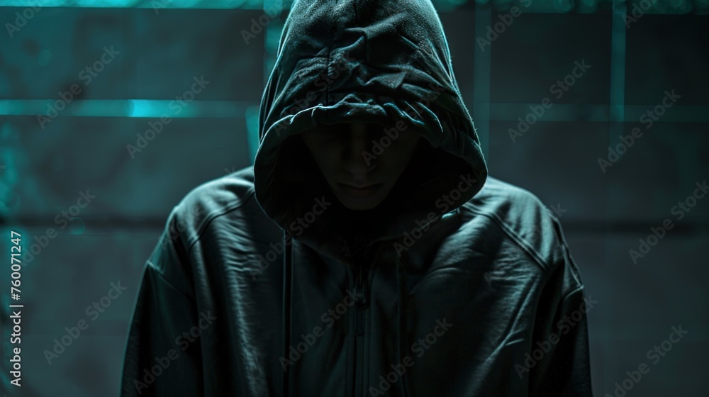 Illustration of a man wearing a mask and hood. Symbol of a group of hackers. AI generated. Illustration of a man wearing a mask and hood. Symbol of a group of hackers. AI generated.
