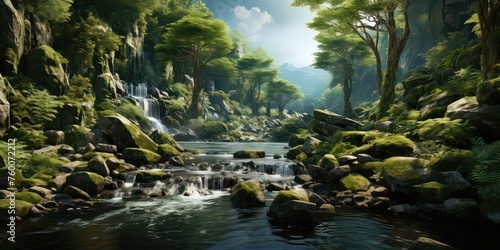 Calm Cascade Chronicles - Gentle Waters in Nature's Narrative Chronicle the gentle waters in nature's narrative with Calm Cascade Chronicles. Capture the tranquil flow, 