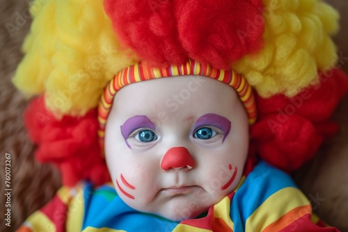 Baby clown costume. Circus smile party. Generate Ai
