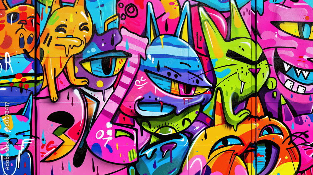 Colorful and toxic cats graffiti 3 Colorful and toxic cats graffiti 3