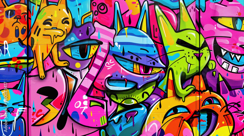 Colorful and toxic cats graffiti 3