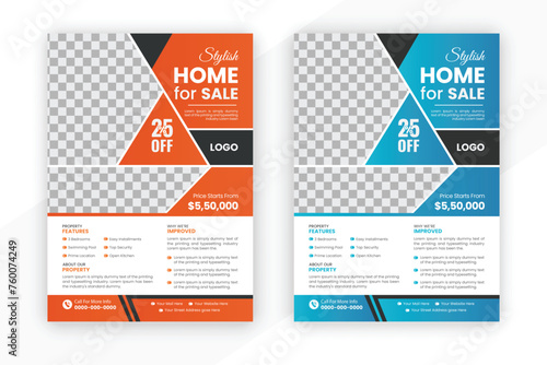 Creative corporate Real estate flyer template, Luxury home Flyer Template Geometric shape used for real estate poster layout, 