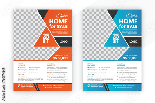 Creative corporate Real estate flyer template,  Luxury home Flyer Template Geometric shape used for real estate poster layout, 
