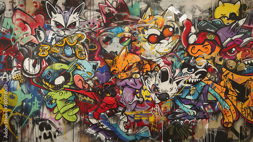 grunge graffiti with cats