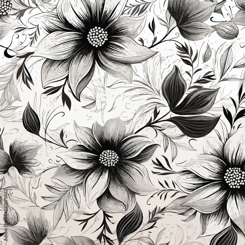 Seamless floral background. Tracery handmade nature