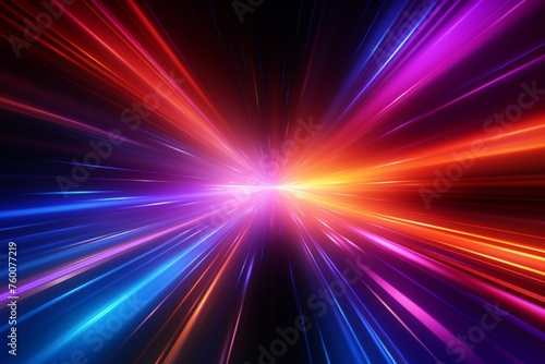 Vibrant multicolor 3d spectrum with abstract neon rays and colorful glowing lines