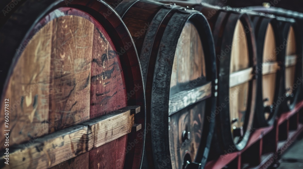 Wine Barrels Rested in Underground Cellar Generative AI Wine Barrels Rested in Underground Cellar Generative AI