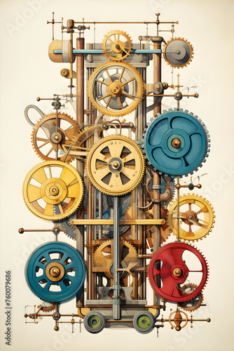 Exploring Mechanics Through A Vibrant Machine Illustration: A Vivid Portrayal Of Dynamic Interactions