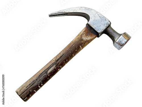 metal hammer with wooden handle isolated on white