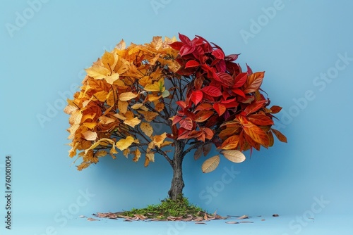  The cycle of life a tree with leaves in various states of growth and decay