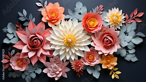 Paper flowers on a dark background