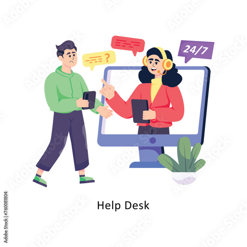 Help Desk  flat style design vector stock illustrations. 