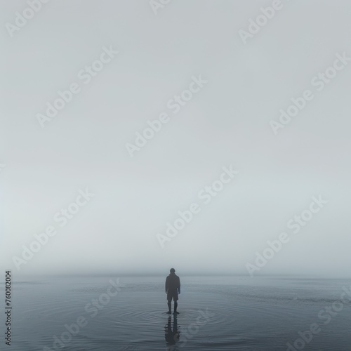  Loneliness visualized as an isolated figure in a vast void