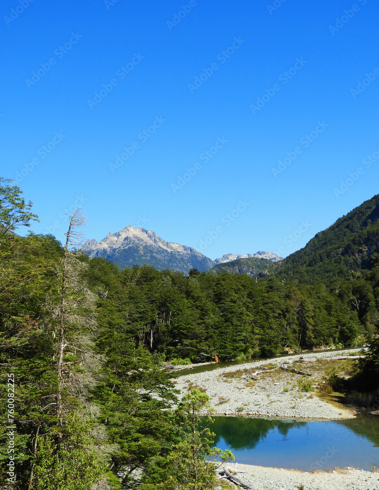 Fototapeta premium Montaña de la Patagonia argentina con un pico nevado 