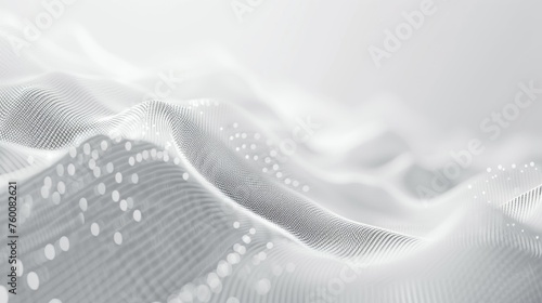 Dots abstract white background. Falling network particles. Big data flow. 3D rendering
