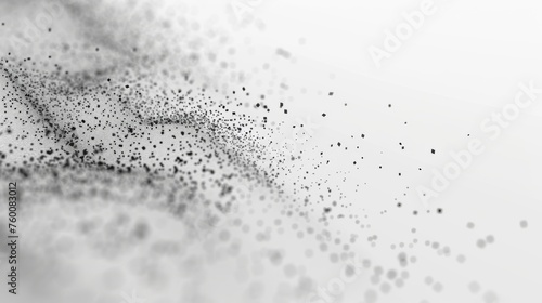 Dots abstract white background. Falling network particles. Big data flow. 3D rendering