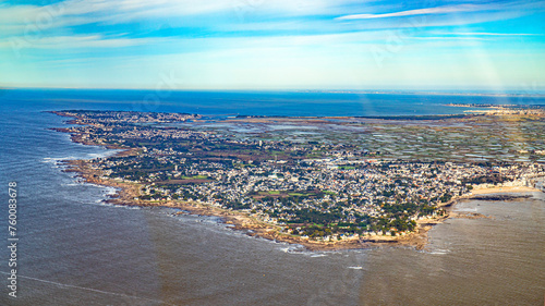 loire estuary river from aerial view in atlantic ocean between saint nazaire and la baule photo