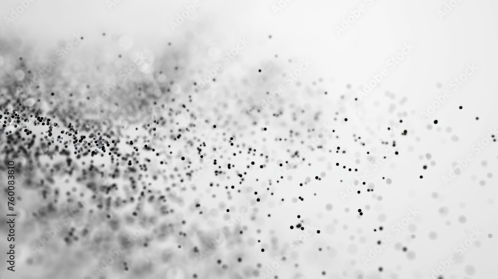 Obraz premium Dots abstract white background. Falling network particles. Big data flow. 3D rendering