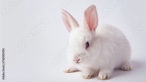 Adorable White Rabbit Isolated on Clean White Background. Closeup of a Cute and Cuddly Creature with Claws