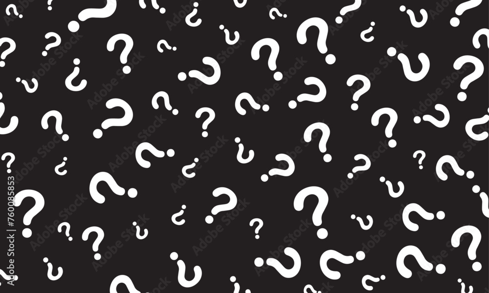 vector white question marks on black background vector white question marks on black background