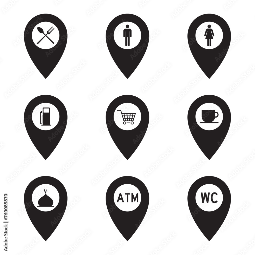 vector set of location pin icons vector set of location pin icons