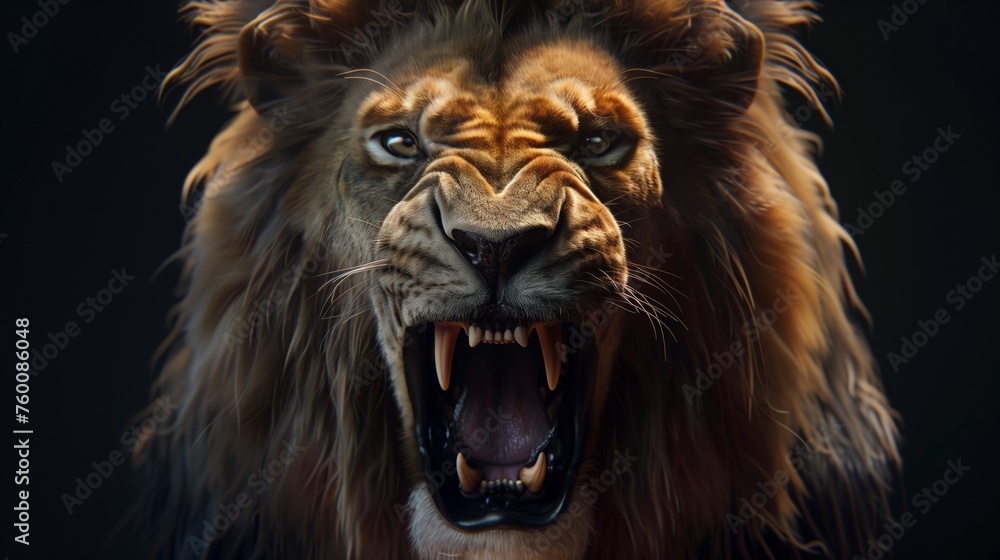 Close Up of Roaring Lions Face
