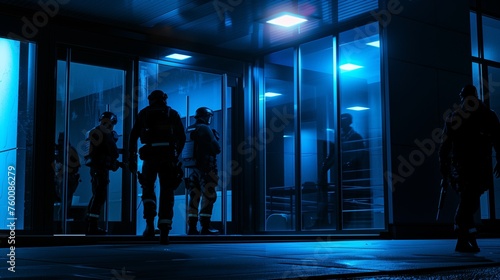 Group of People Outside Building at Night