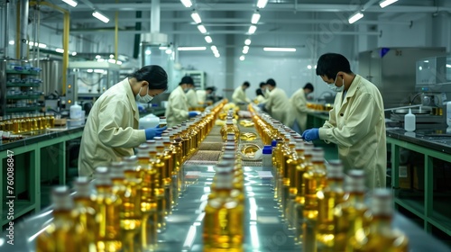 Men Working in Bottle-Filled Factory