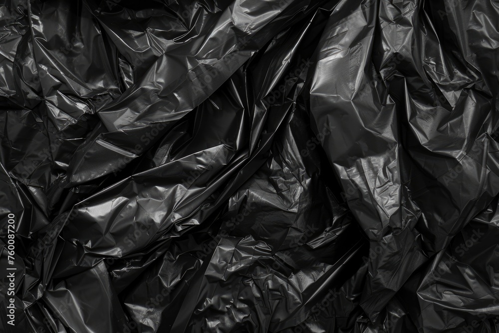 Black Garbage Bag Texture. Fragment of Textured Plastic Waste Container for Trash Disposal Black Garbage Bag Texture. Fragment of Textured Plastic Waste Container for Trash Disposal