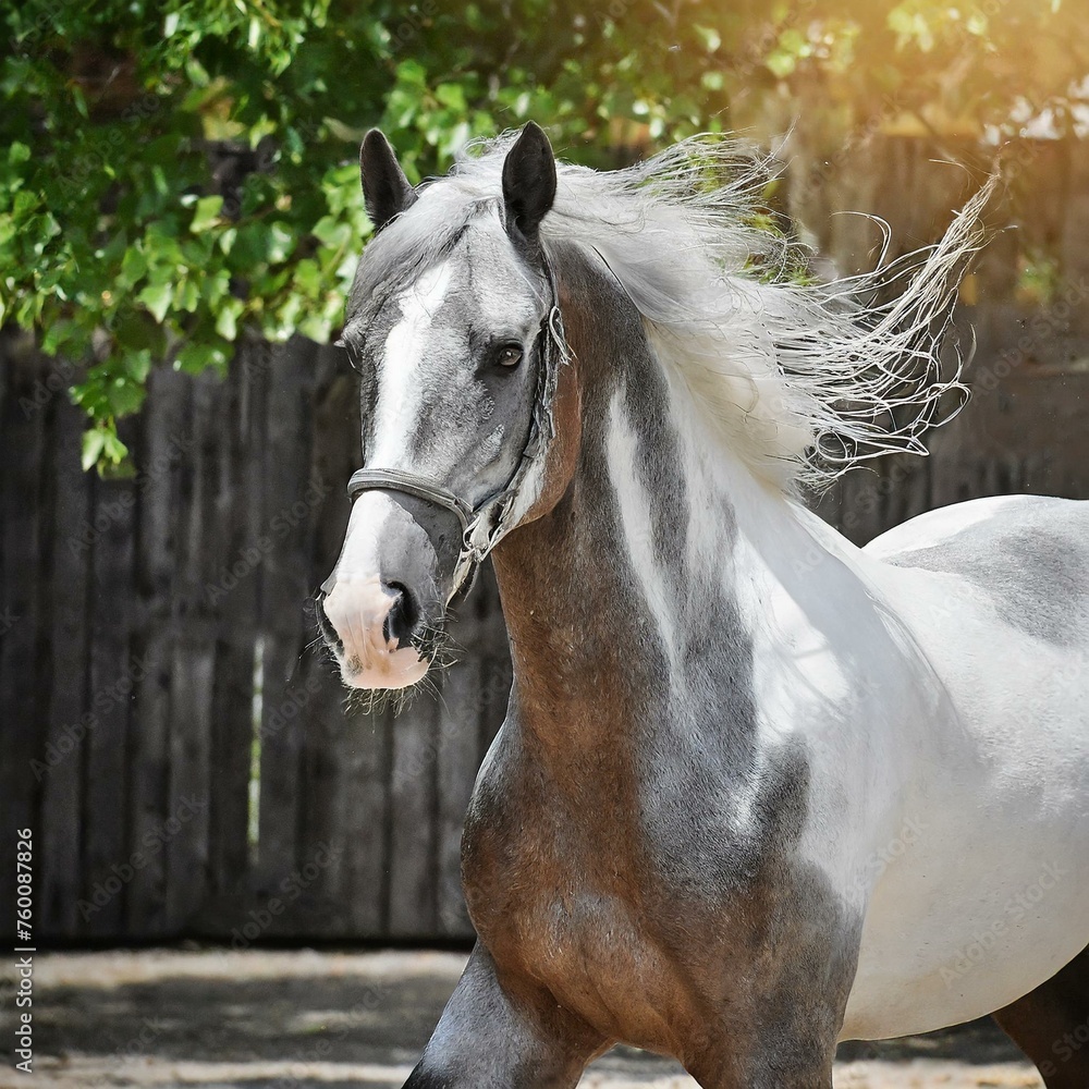 Fototapeta premium Silver Mahogany Bay Splash White Horse