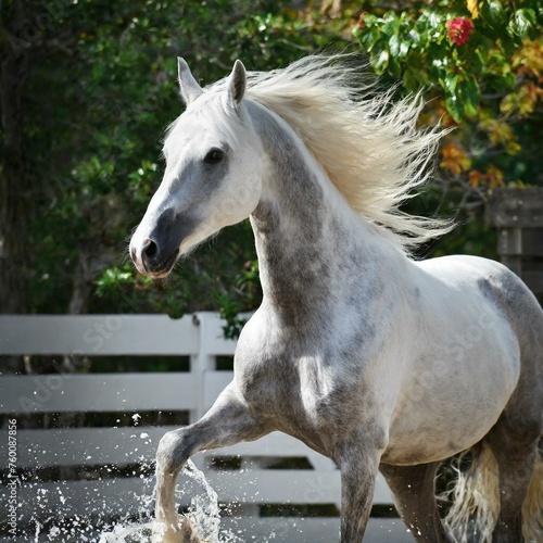 Silver Mahogany Bay Splash White  Horse 