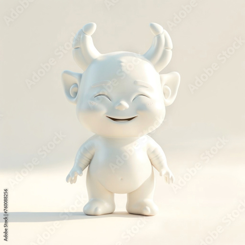 Adorable animated fantasy character with horns