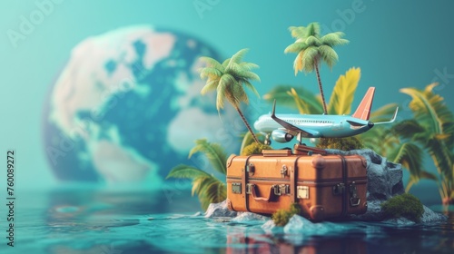 Imagine a getaway with this miniature tropical island and airplane symbolizing travel and escapism © Felix