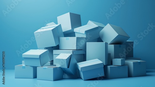 Stack of White Boxes on Blue Surface
