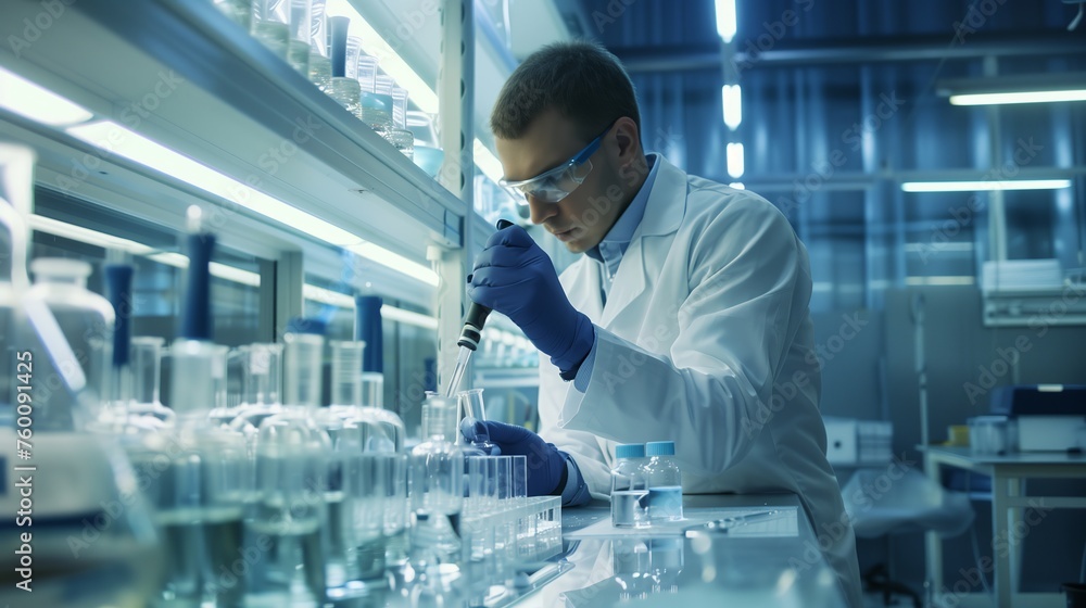 Scientist Conducting Experiment in Lab Scientist Conducting Experiment in Lab