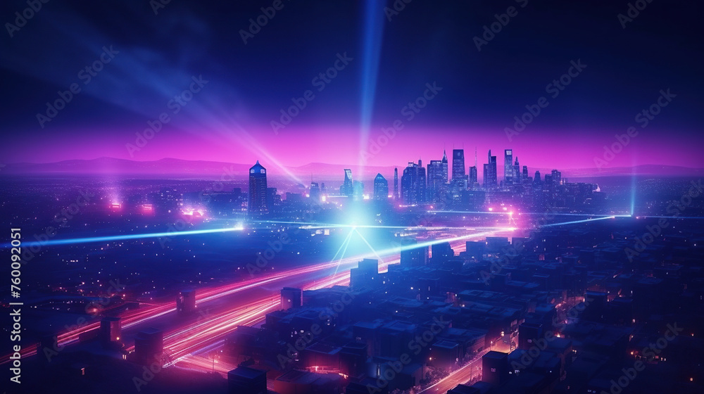 Bright Pink and Blue Neon lens flares,