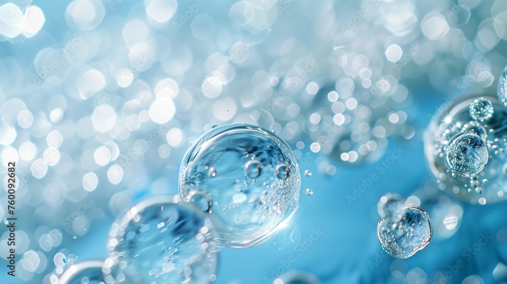 Floating Bubbles on Blue Surface Floating Bubbles on Blue Surface