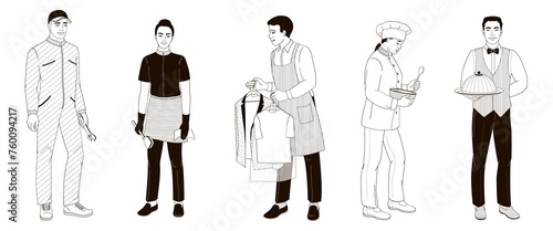 hotel staff African American male and female characters part 2, waiter, kitchen chef, housekeeping, laundry service, maintenance