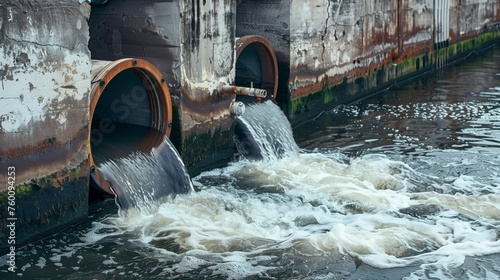 Industrial Wastewater Discharge Pipes in Water