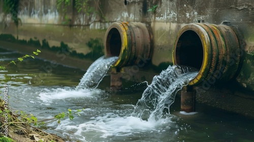 Industrial Wastewater Pipes in Water