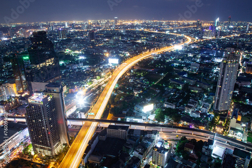 aerial night view of Bangkok City skyscrapers Thailand © Melinda Nagy
