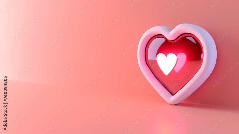 Three-dimensional neon heart encapsulated in a layered heart-shaped glow radiating warmth and love