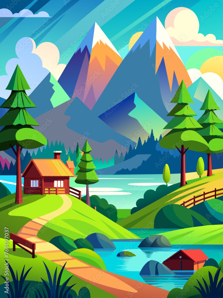 Obraz premium 2d design vector landscape background