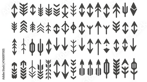 Ensemble élégant de 100 icônes de flèches noires : illustrations vectorielles modernes et élégantes pour la collection de flèches et la conception de l'interface utilisateur photo