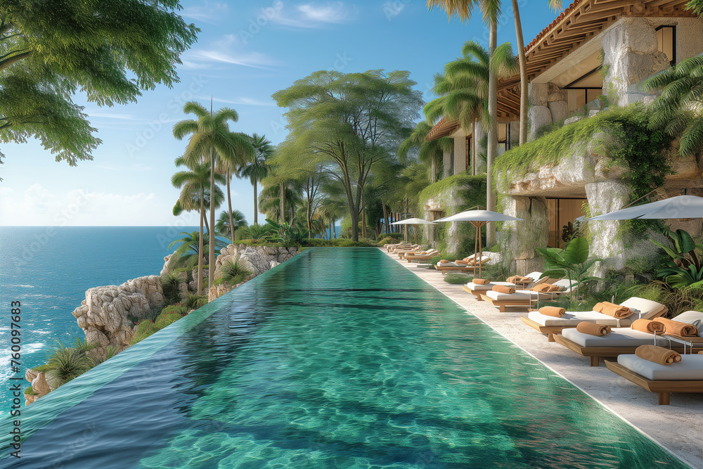 Luxury Retreat: Relaxing by an Exotic Poolside